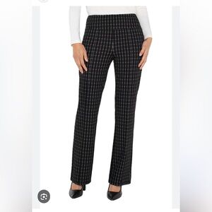 Liverpool Black White Windowpane Check Pearl Flare Pants new large